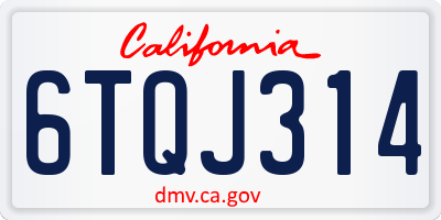 CA license plate 6TQJ314