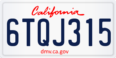 CA license plate 6TQJ315