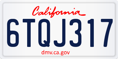 CA license plate 6TQJ317