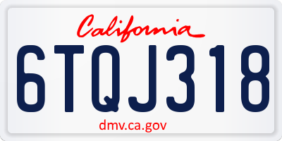 CA license plate 6TQJ318