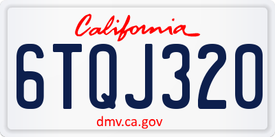 CA license plate 6TQJ320