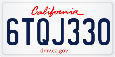 CA license plate 6TQJ330