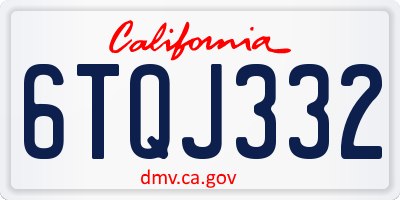 CA license plate 6TQJ332