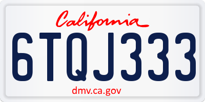 CA license plate 6TQJ333