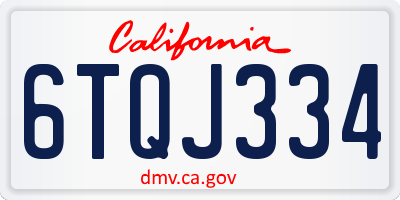 CA license plate 6TQJ334