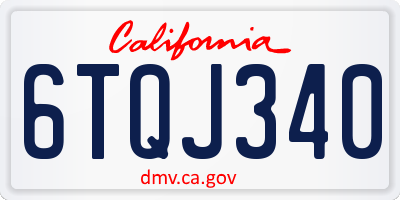 CA license plate 6TQJ340