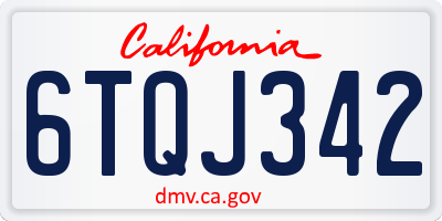 CA license plate 6TQJ342