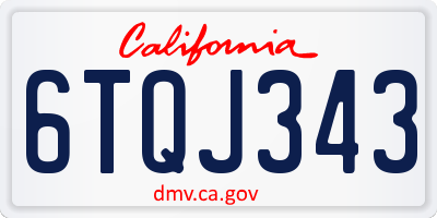 CA license plate 6TQJ343
