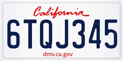 CA license plate 6TQJ345