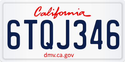 CA license plate 6TQJ346