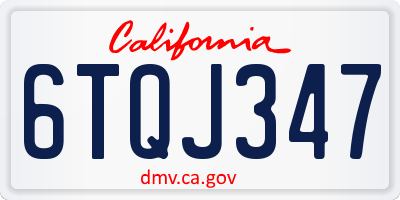 CA license plate 6TQJ347