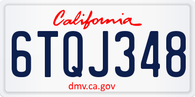 CA license plate 6TQJ348