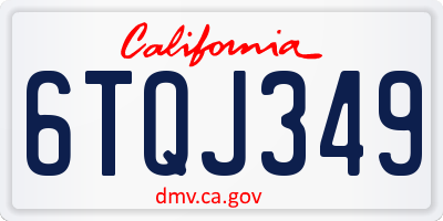 CA license plate 6TQJ349