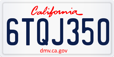 CA license plate 6TQJ350