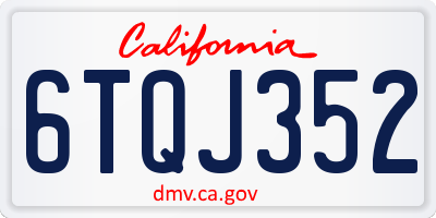 CA license plate 6TQJ352