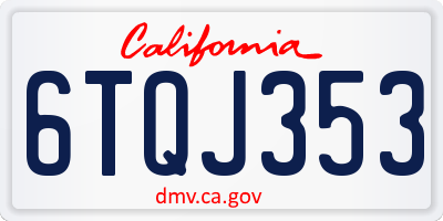 CA license plate 6TQJ353