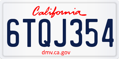 CA license plate 6TQJ354