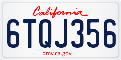 CA license plate 6TQJ356