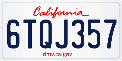 CA license plate 6TQJ357