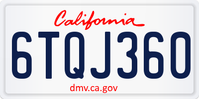 CA license plate 6TQJ360