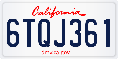 CA license plate 6TQJ361