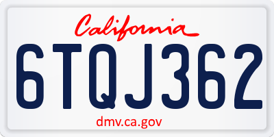 CA license plate 6TQJ362