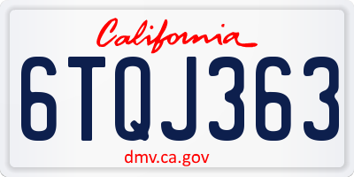 CA license plate 6TQJ363