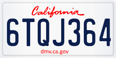 CA license plate 6TQJ364