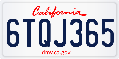 CA license plate 6TQJ365