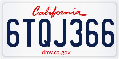 CA license plate 6TQJ366
