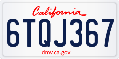 CA license plate 6TQJ367