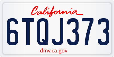 CA license plate 6TQJ373