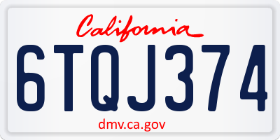 CA license plate 6TQJ374