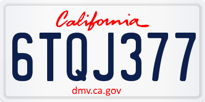 CA license plate 6TQJ377