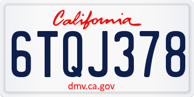 CA license plate 6TQJ378