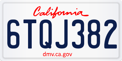 CA license plate 6TQJ382