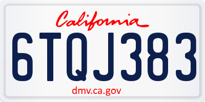 CA license plate 6TQJ383