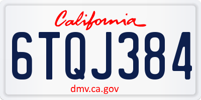 CA license plate 6TQJ384