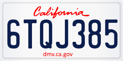 CA license plate 6TQJ385