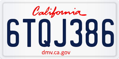 CA license plate 6TQJ386