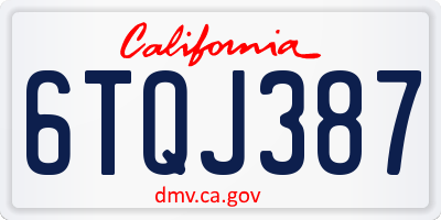 CA license plate 6TQJ387