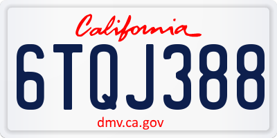 CA license plate 6TQJ388