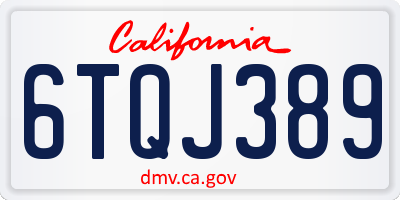 CA license plate 6TQJ389