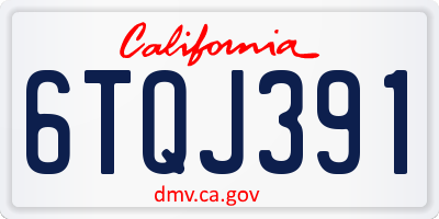 CA license plate 6TQJ391