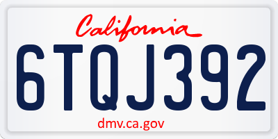 CA license plate 6TQJ392