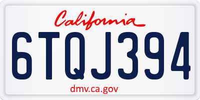 CA license plate 6TQJ394