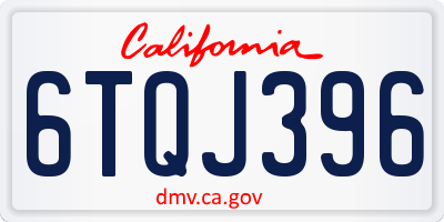 CA license plate 6TQJ396