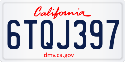 CA license plate 6TQJ397