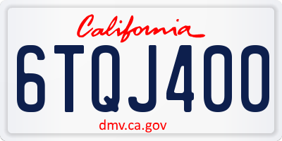 CA license plate 6TQJ400