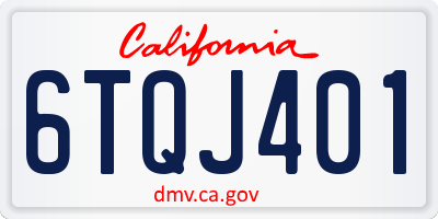 CA license plate 6TQJ401